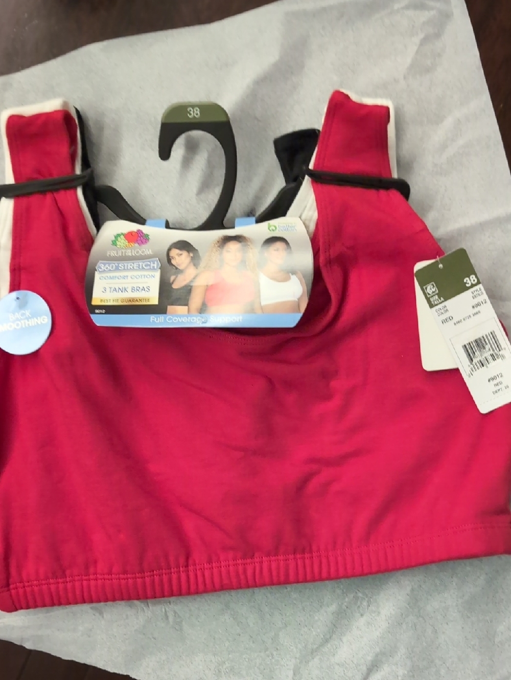 Fruit of the Loom Women's Tank Style Cotton Sports Bra Size 34  3-Pack, Sizes 34